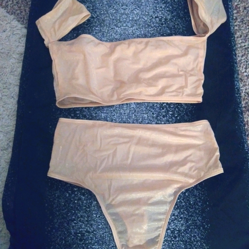 Exotic dance wear high waisted 2 piece
